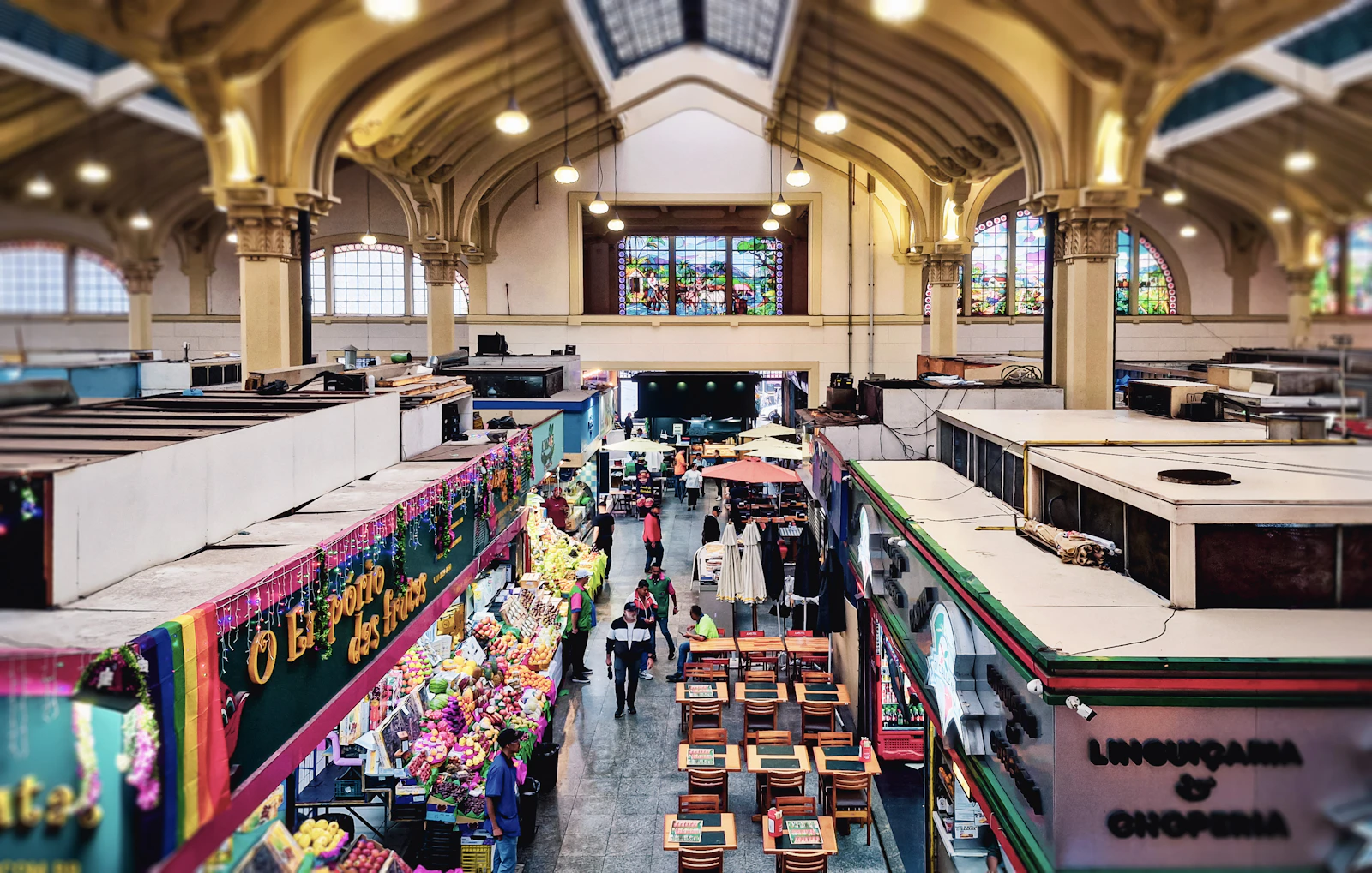 Time Out Market interior with food stalls and warm lighting