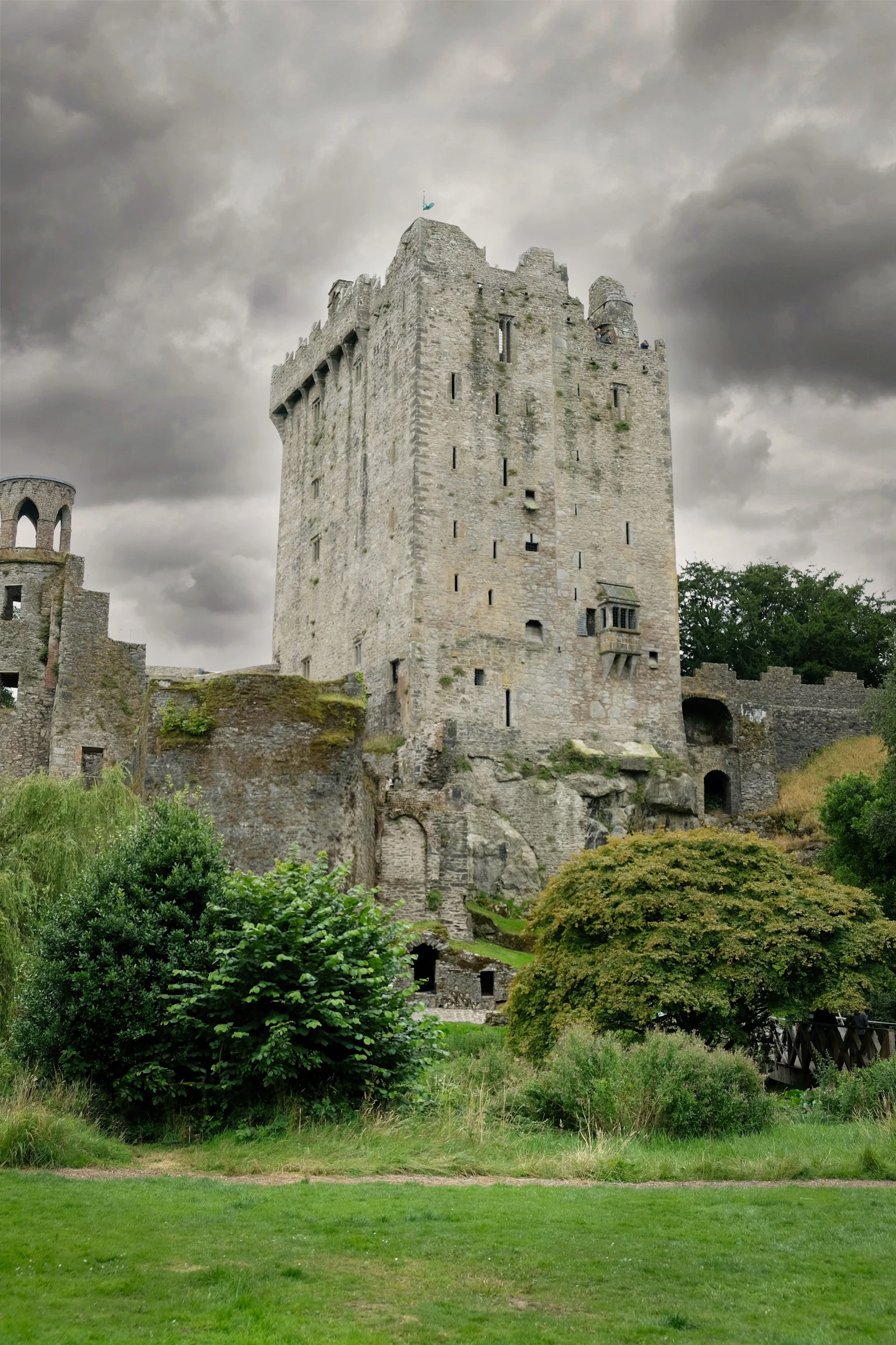 Stone ramparts of the Moorish Castle disappearing into cloud