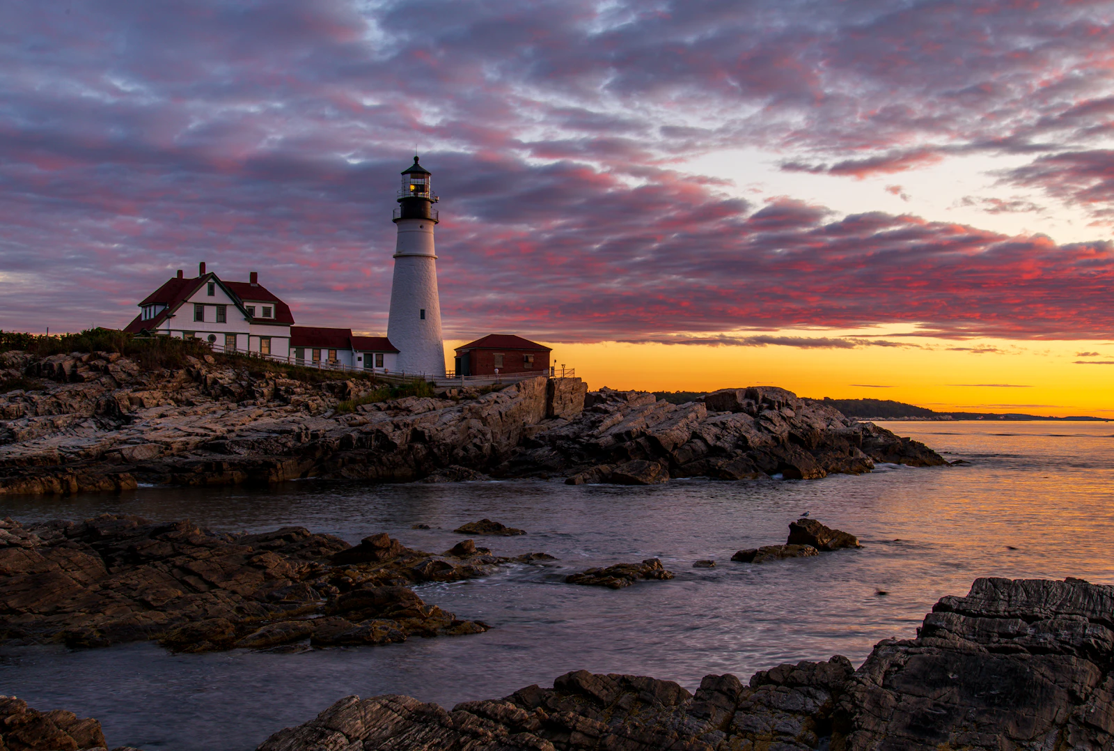 Santa Marta Lighthouse in Cascais at dusk