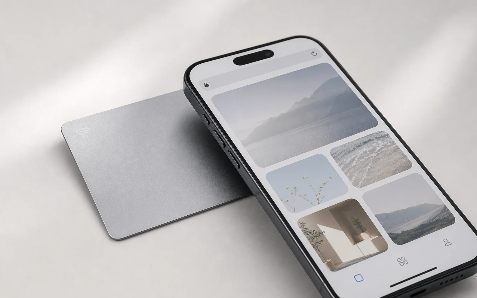 A phone opening a TagAll digital experience from an NFC card